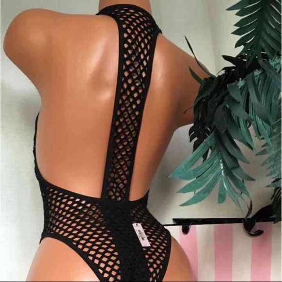 VICTORIAS SECRET SEXY S M L BATHING SUIT T BACK SEE THROUGH MESH T BACK FISHNET - Picture 3 of 4